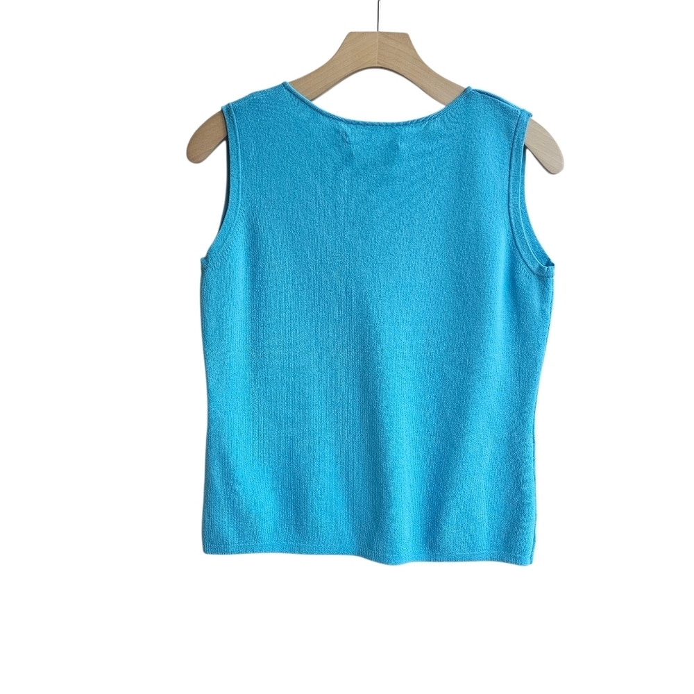 Vintage Y2k Turquoise Knit Top (Fits Small 16" P2p Tag L) Aqua Chain Grommet — image 2 of 8